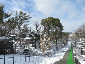 総門から見下ろす雪景色
