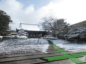 雪化粧した仏殿