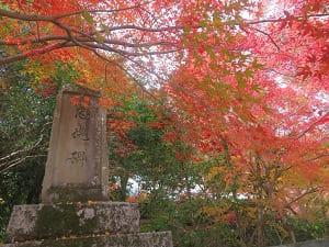 忠魂碑と紅葉