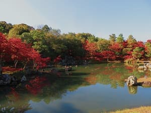人が写っていない天龍寺曹源池の写真
